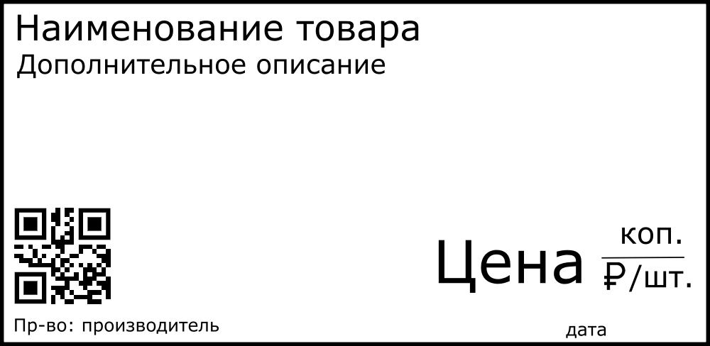 Схема расположения данных на дисплее ценника